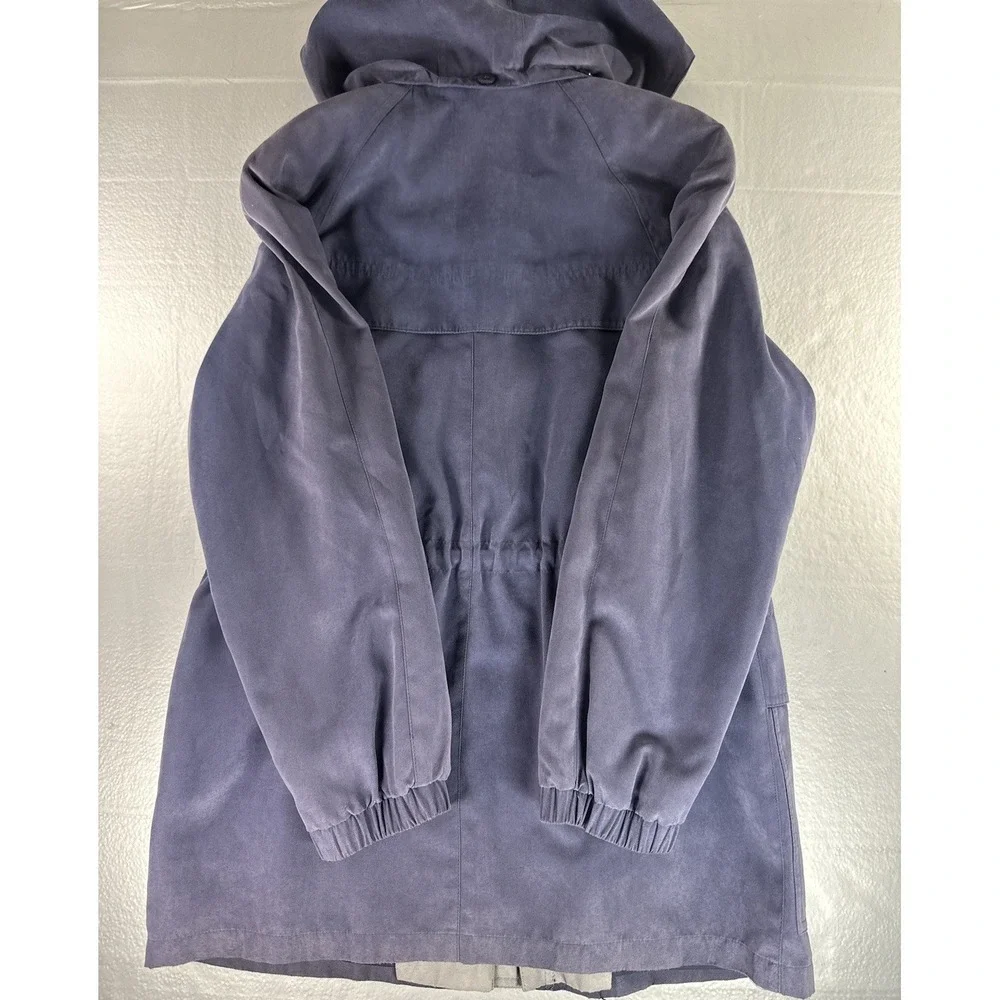 VTG Gallery Petite‎ Faux Suede Hooded Jacket PS Purple Zip Button Parka 90s